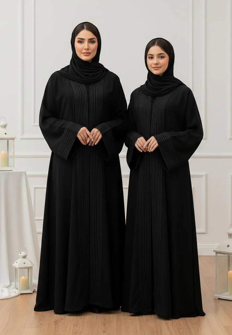 The Safiya Mother & Daughter Abaya: Textural Elegance-815MD (Dresses are sold individually. To create a matching mom and daughter set, please purchase two items in different sizes)